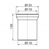 Dopojenie k WC - nátrubok, dĺžka 150 mm