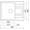 Granitový drez Sinks LINEA 600 N Granblack rozmery