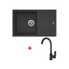 Granitový drez Sinks LINEA 780 N Granblack + batéria DAKOTA MATT BLACK