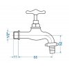 Záhradný ventil výtokový s prípojkou na hadicu 1/2", mosadz