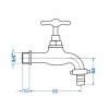 Záhradný ventil výtokový s prípojkou na hadicu 3/4", mosadz