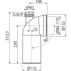 Dopojenie k WC s pripojením DN40 – koleno 90° Alca, rozmery