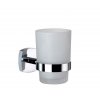 Pohár na zubné kefky LUCA s držiakom, chróm-sklo