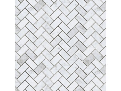 Carrara Herringbone Marble Mosaic Profile 2