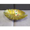 Designová skleněná mísa ve tvaru listu žlutá