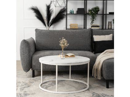 Stolík AGNES MAX, biely mramor