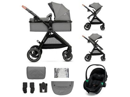 KINDERKRAFT ESME PRO 3v1 multifunkčný kočík Moonlight Grey + MINK PRO 2