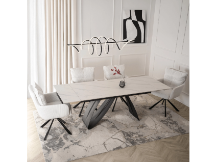 18307 rozkladaci stol devon 160 220 cm biely mramor cierny