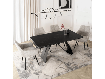 25828 rozkladaci stol devon 160 220 cm cierny mramor cierna