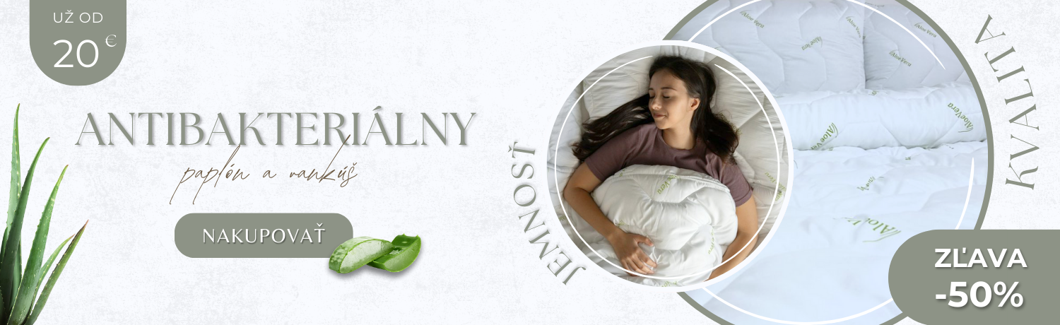 Aloe Vera paplón a vankúš na posteli