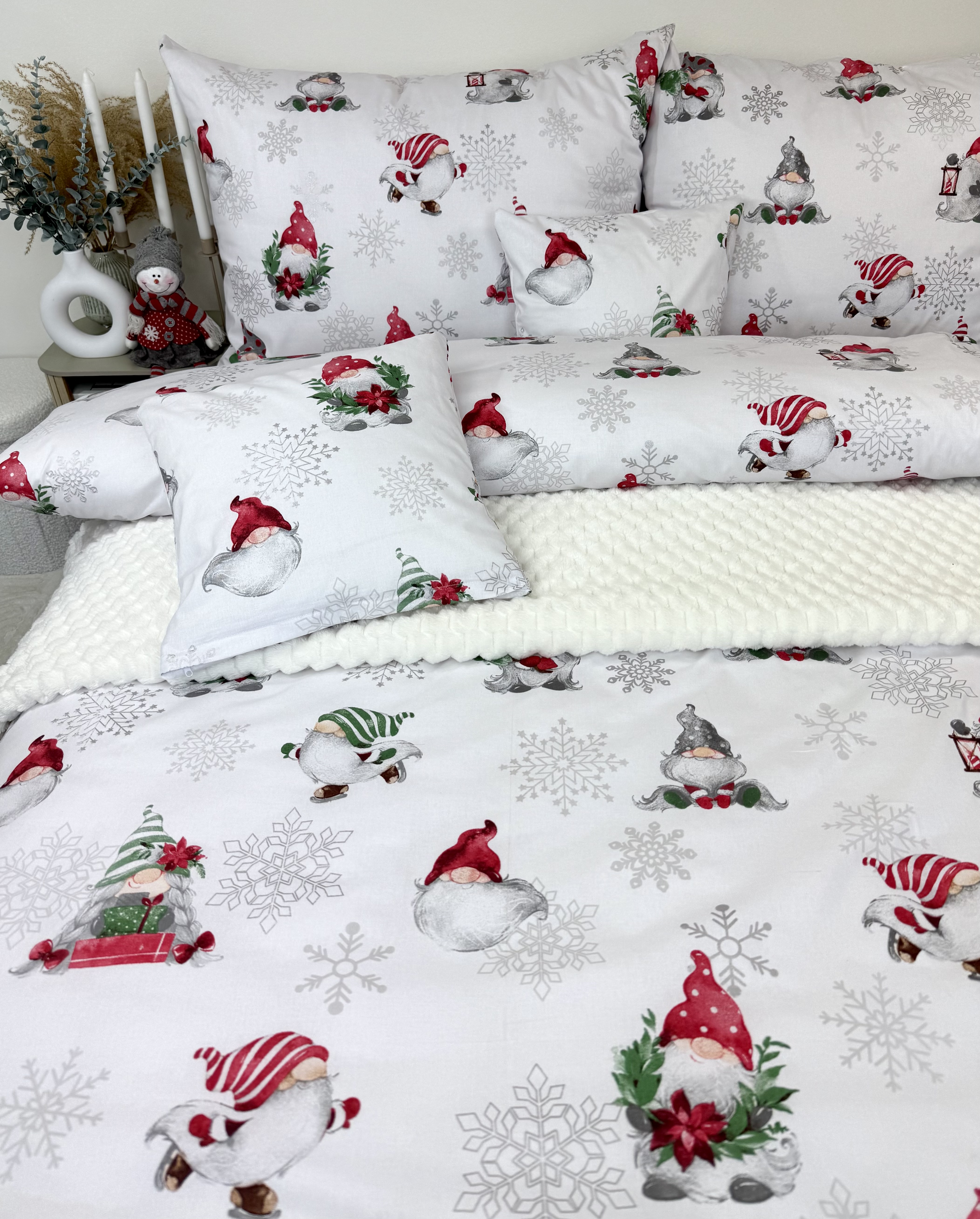 Vianočné obliečky s trpaslíkmi – rozprávkový zimný dizajn