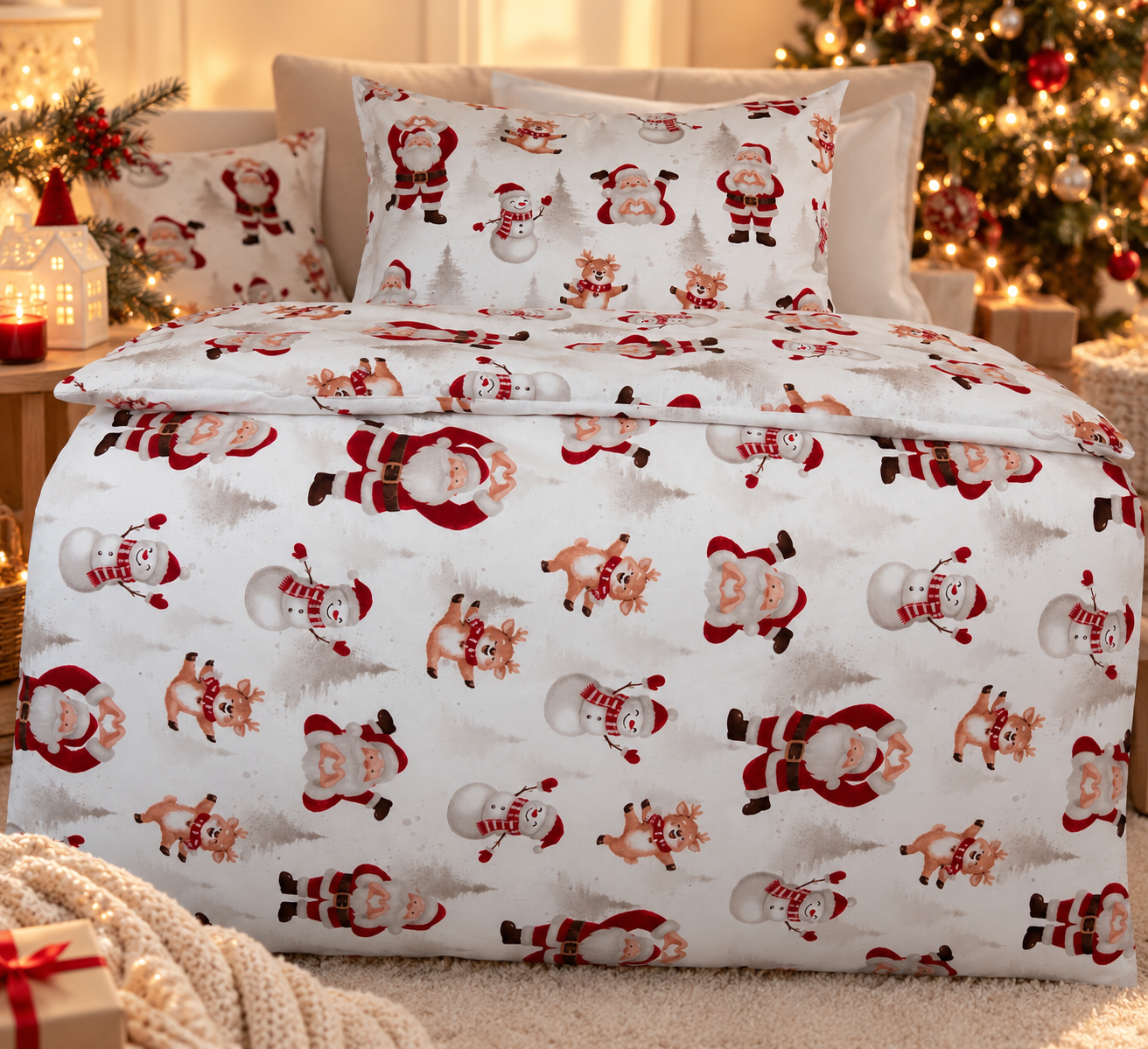 Detské vianočné obliečky do postieľky Santa Claus 90x130 a 45x65 cm