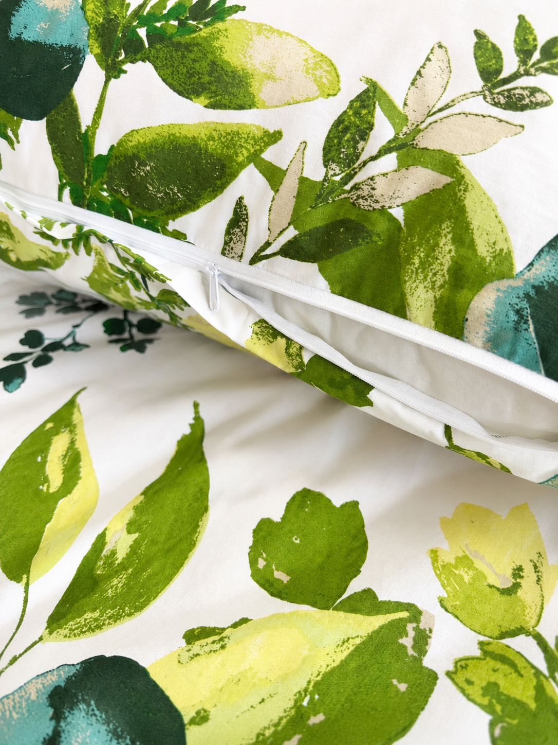 Bavlnené obliečky Green Leaves so zapínaním na zips