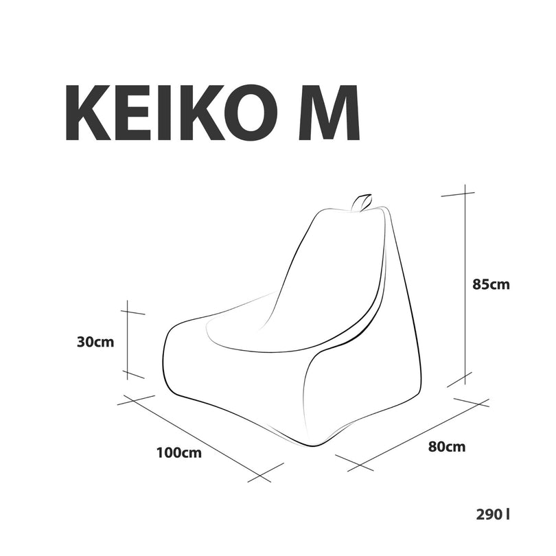 Rozmery sedacieho vaku Keiko M – výška 85 cm, šírka 100 cm