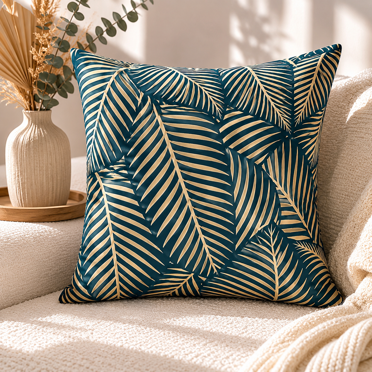 Obliečka na vankúšik Dubai 40x40 cm s tropickým motívom palmových listov