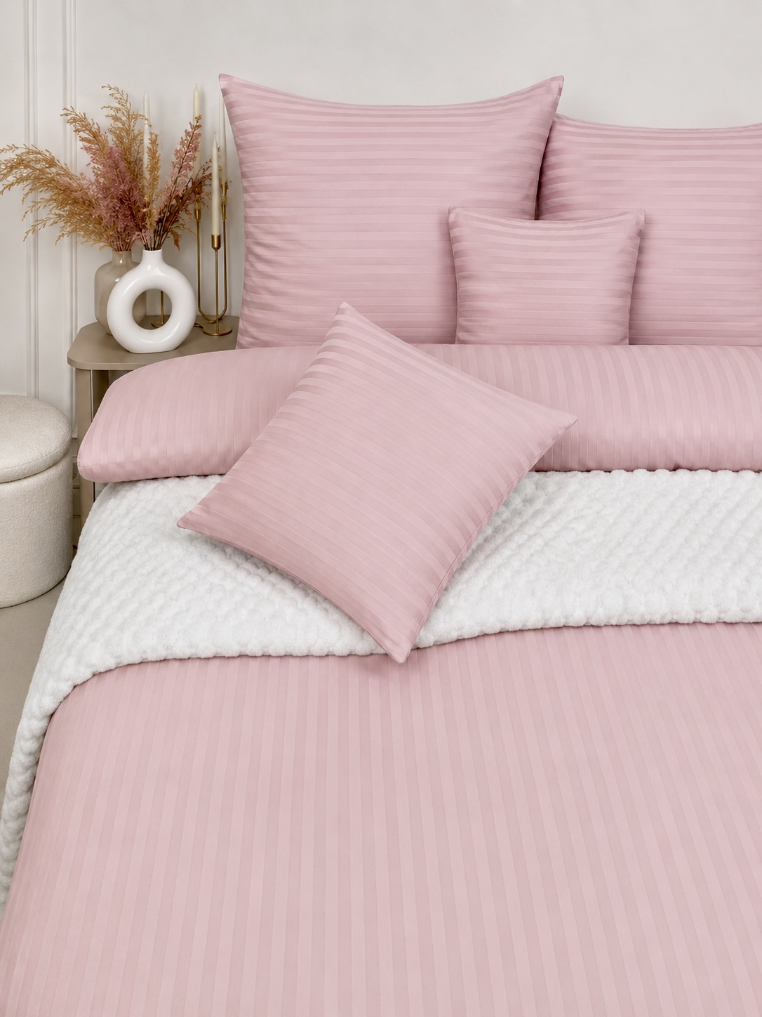Damaskove obliecky Premium ruzove 140x200 70x90 cm zo 100 percent bavlny