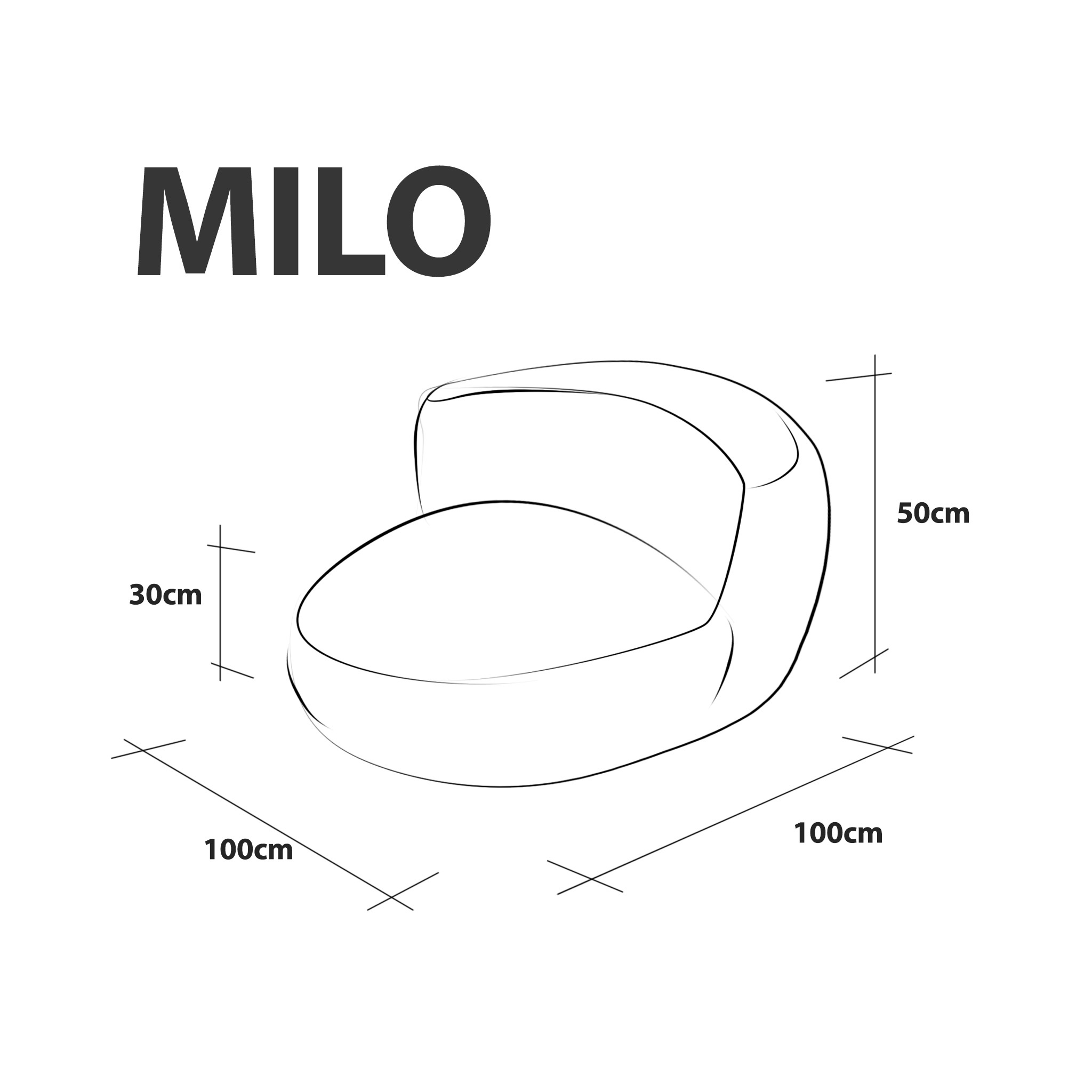 Rozmery sedacieho vaku Milo 100 × 100 cm
