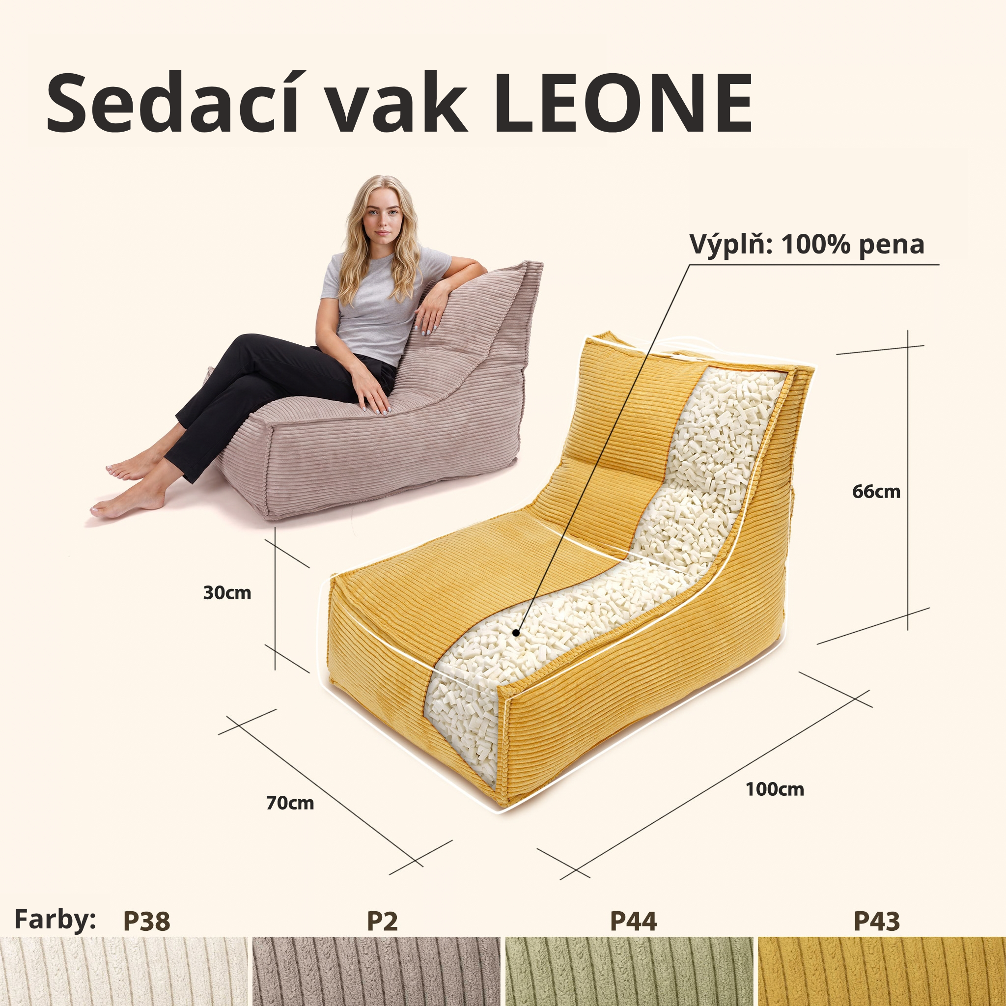 Penová výplň sedacieho vaku Leone XXL MOOD