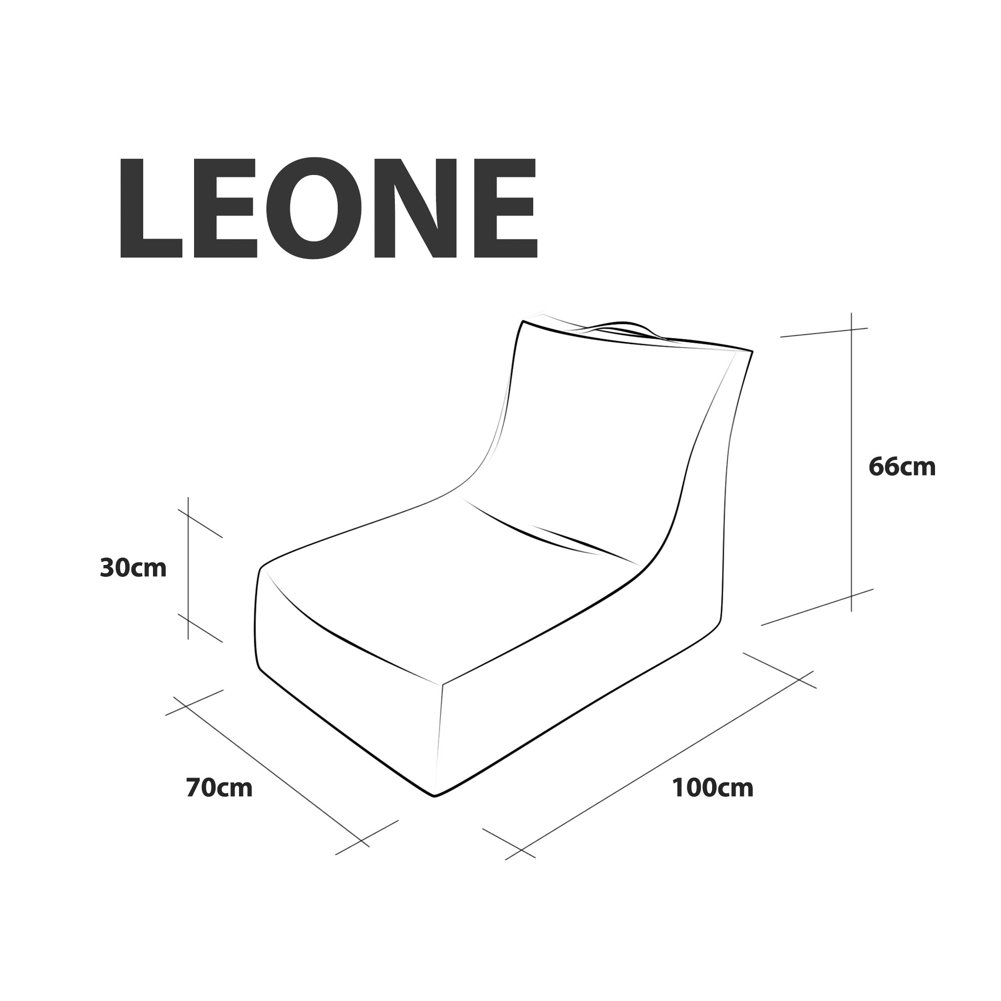 Rozmery sedacieho vaku Leone XXL 100 × 70 × 66 cm