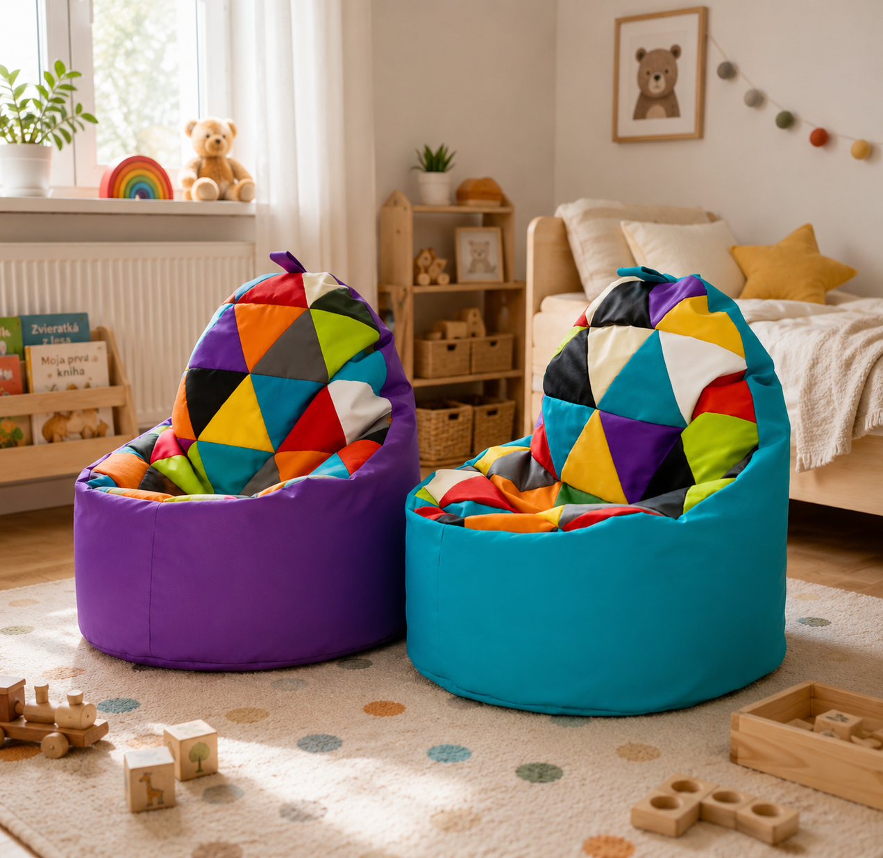 Gaming set 2x sedací vak Yoko Tyrkys Fialová Mix