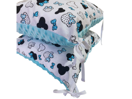 Vankúšový mantinel Mickey Mouse tyrkys/minky modrá - 2ks