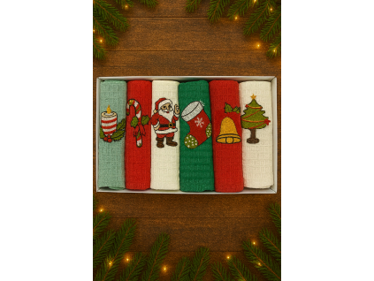 vianocne utierky farebne 6 kusov