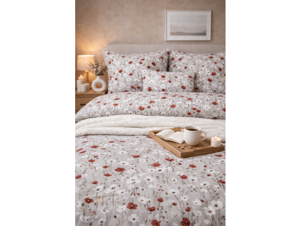 bavlnená posteľná obliečka béžové maky