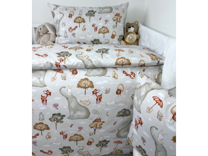 Posteľné obliečky Zvieratkový Svet sivá 90x130:45x65 cm