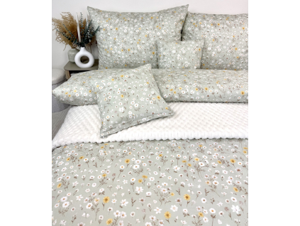 Jarná Lúka zelená – bavlnené obliečky 140x200:70x90 slovenská výroba