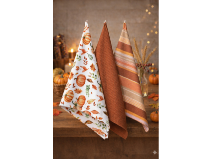 Kuchynské utierky Tekvica bavlnené 45x70 cm set 3 ks jesenný motív