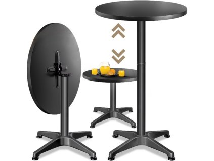 Hliníkový barový stůl Ø60cm skládací - černý