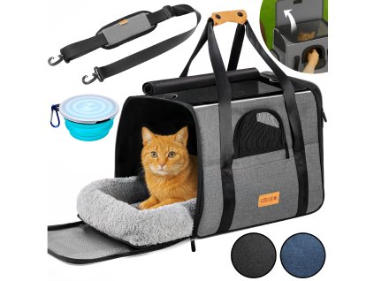 Přenosná taška pro kočky 44x34x31 cm - šedá