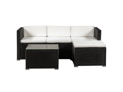 Zahradní ratanový set Punta Cana M - černý/krémové podušky 26657