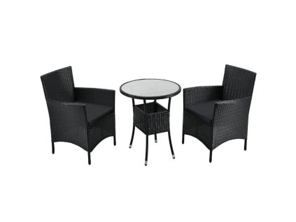 Balkónový set Bayamo - černý + šedé podušky