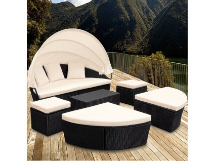 Ratanová zahradní postel LAZY BIG Ø226 cm - černá využití