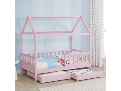 Dětská postel Marli 80 x 160 cm s úložným prostorem - růžová