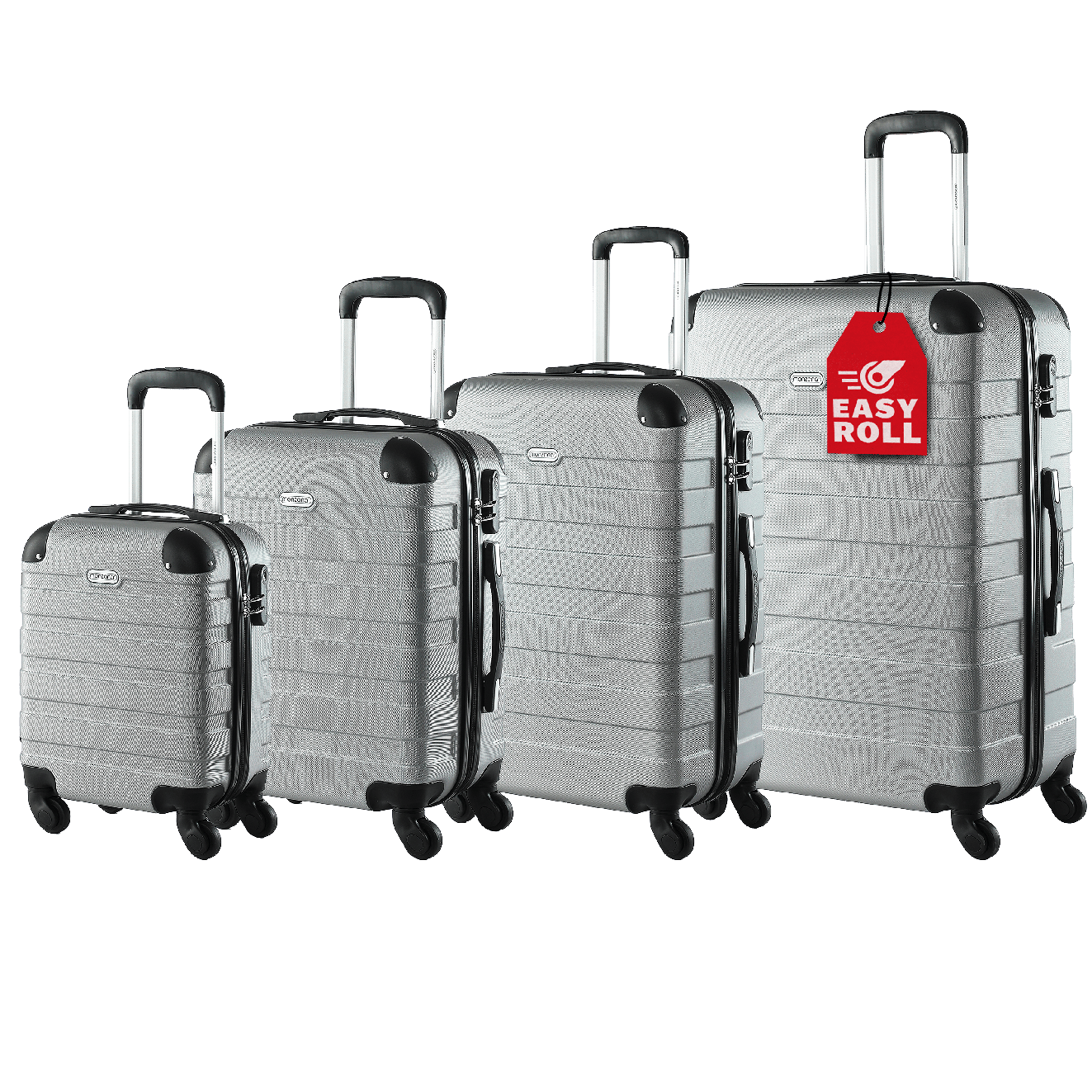 Sada 4 ks cestovních kufrů – stříbrná