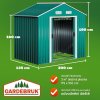 Zahradní domek Z2 196x132x188 cm - zelený rozměry
