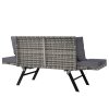 Zahradní ratanová lavice 176x56x81 cm - šedá zezadu