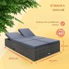 Zahradní ratanová postel 200x115x33 cm - šedá rozměry