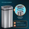 Bezdotykový hranatý odpadkový koš s USB 50l - stříbrný vlastnosti