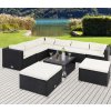 Zahradní ratanový set XXL - černý/krémové podušky 30551