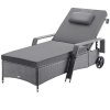 Luxusní polohovací lehátko s kolečkem šedé - antracit poduška
