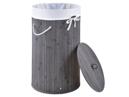 Bambusový kôš na prádlo Curly Round 55 L - sivý