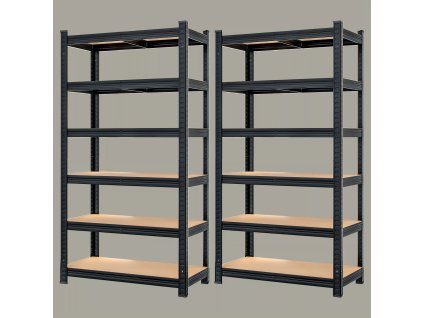 Sada 2 ks 6-policových regálov - čierna