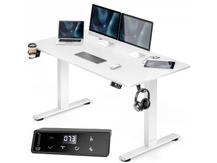 Výškovo nastaviteľný stôl 160x75x117cm - biely