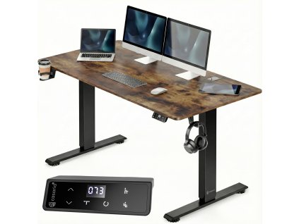 Výškovo nastaviteľný stôl 160x75x117cm - hnedý