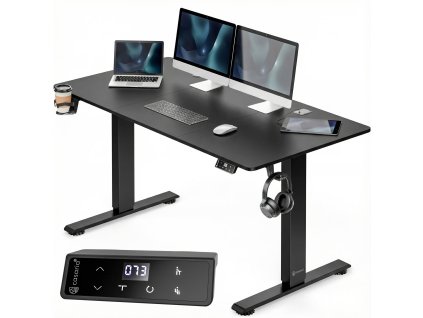 Výškovo nastaviteľný stôl 120x60x117 cm - čierny