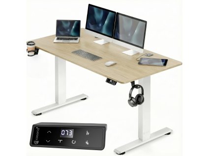 Výškovo nastaviteľný stôl 140x60x117 cm - béžový