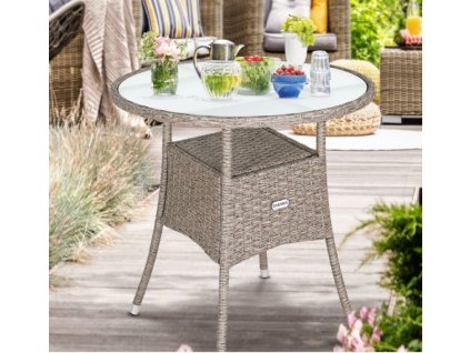 Záhradný ratanový stôl - sivý 8187